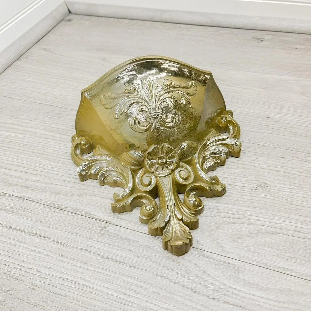 Ornate Gold Wall Shelf: Mid-Century Modern Burwood Plant Decor